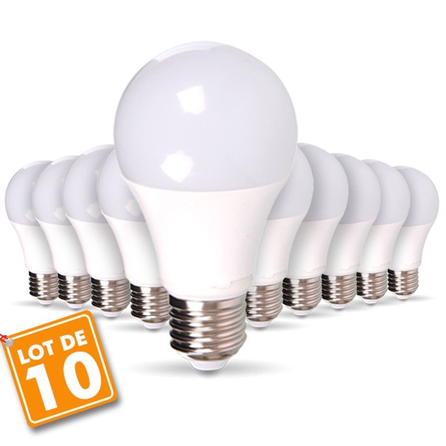 Lot De 10 Ampoules Led E27 9w Eq 60w 806lm Blanc Naturel