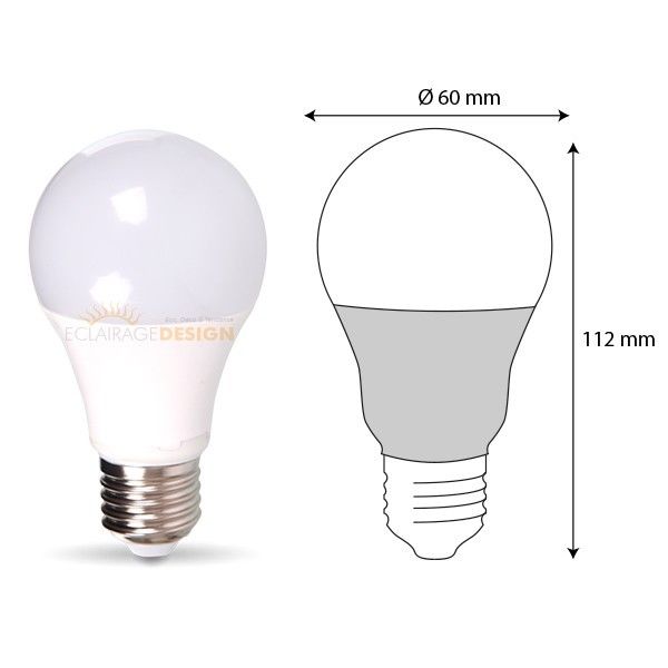 Lot de 10 Ampoules LED E27 9W eq 60W 806lm Blanc Naturel - ECLAIRAGE
