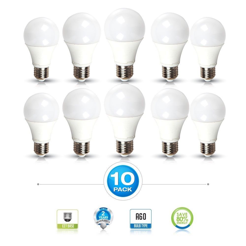 Lot De 10 Ampoules Led E27 9w Eq 60w 806lm Blanc Naturel