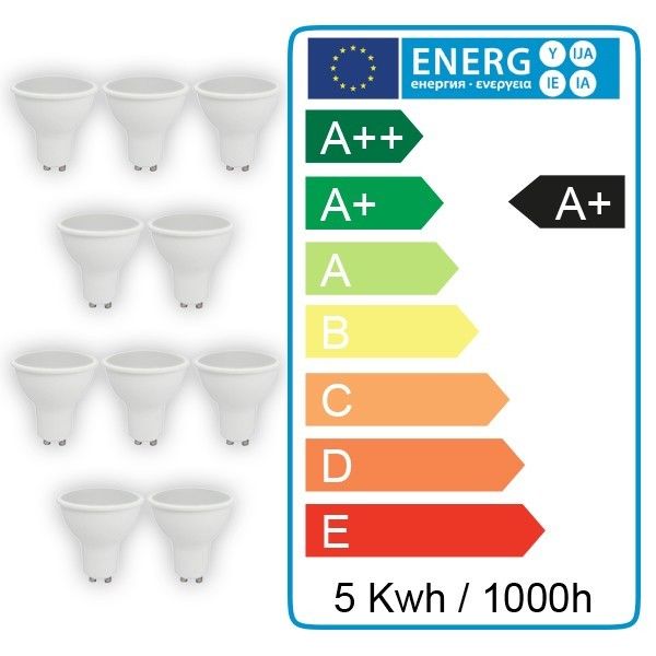Lot De 10 Ampoules Led Gu10 5w Eq 40w Blanc Naturel