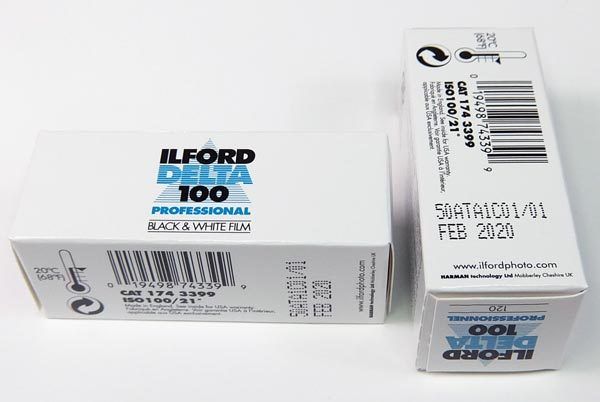 Lot de 2 films Ilford DELTA 100 ISO 120 , utilisable jusqu'a fevrier 2020
