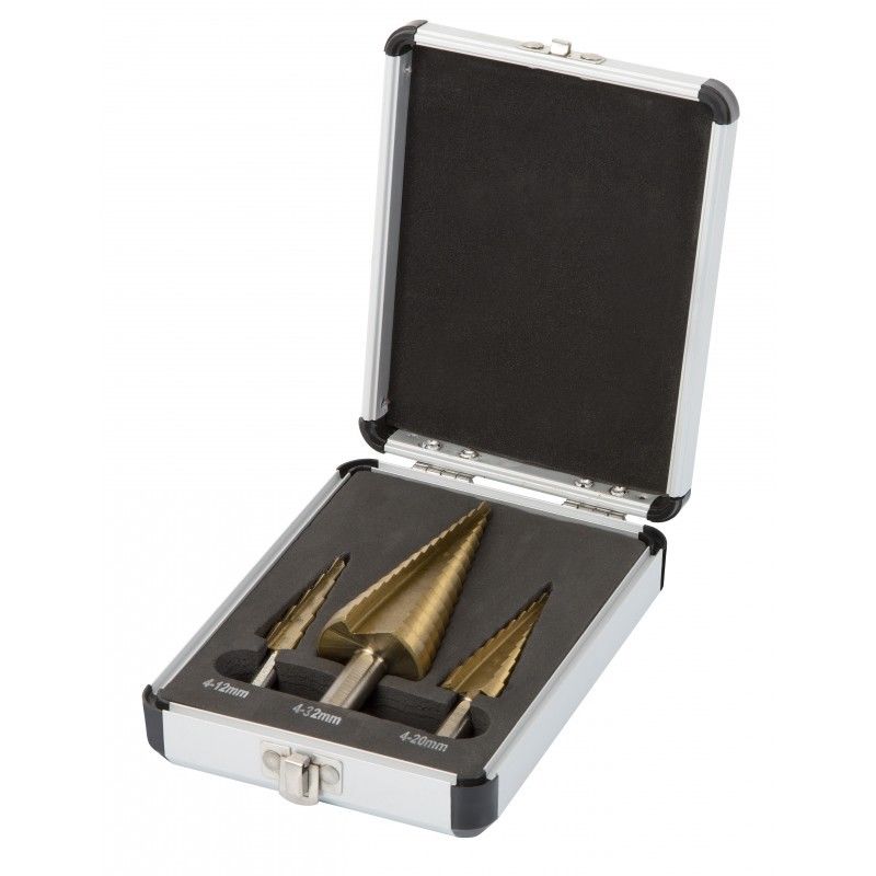 Lot de 3 forets etages en valisette alu - PRFEX3/VB - Ribitech