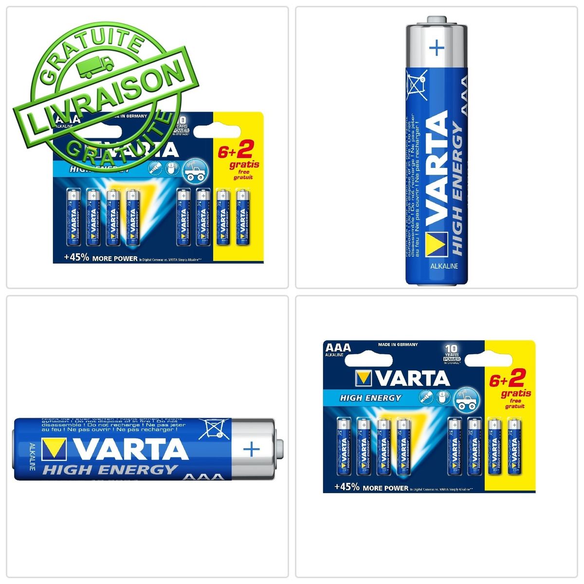 Pack De Piles Longlife Aaa/l3 (6+2 Gratuites) - Varta - 4903121428