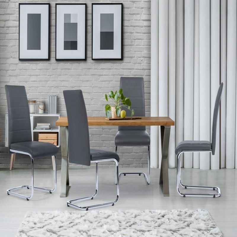 Chaises Mia Grises Pour Salle A Manger Idmarket Lot De 4 Style Contemporain Confortable Et Elegante