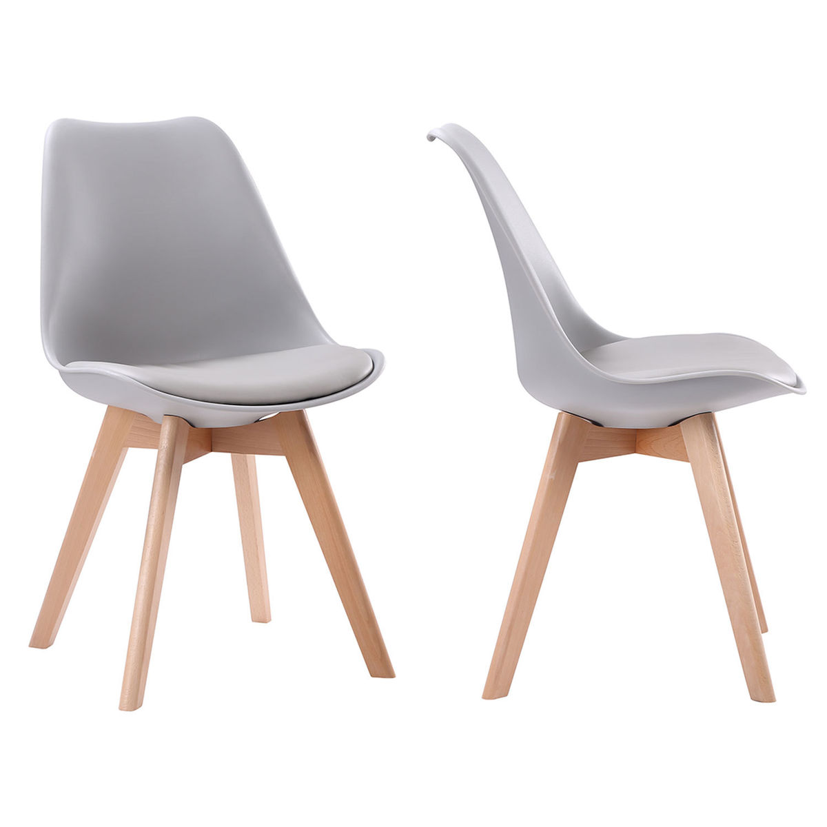 Lot De 4 Chaises Scandinaves Nora Grises Avec Coussin