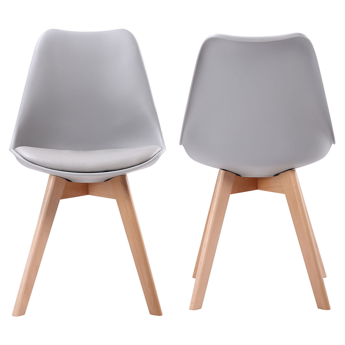 Lot De 4 Chaises Scandinaves Nora Grises Avec Coussin