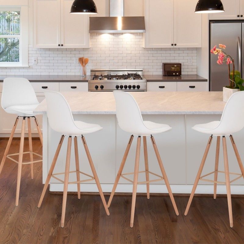 Idmarket Lot De 4 Tabourets De Bar Sara Blanc