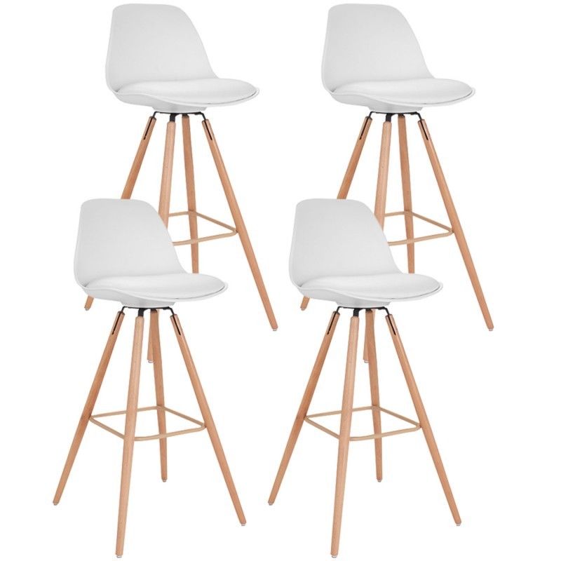 Idmarket Lot De 4 Tabourets De Bar Sara Blanc