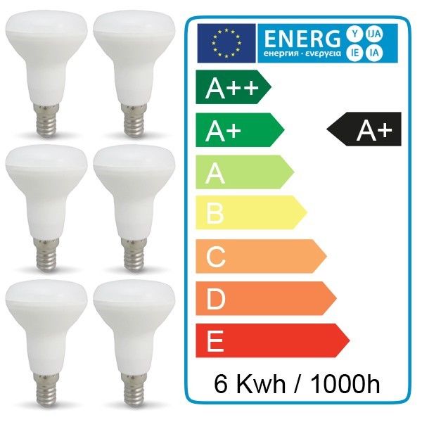 Lot De 6 Ampoules Led E14 R50 6w 510lm Temperature De Couleur Blanc