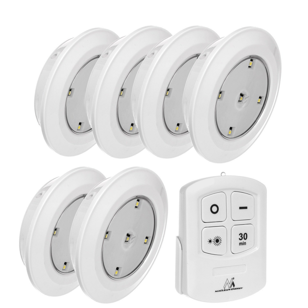 Lampe Led Sans Fil Maclean Mce165 Telecommande Incluse 6 Pieces Eclairage Mural Et Plafond