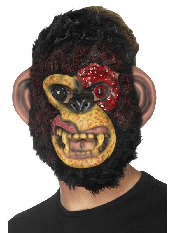 Zombie Chimp Mask, Black, Eva, With Fur