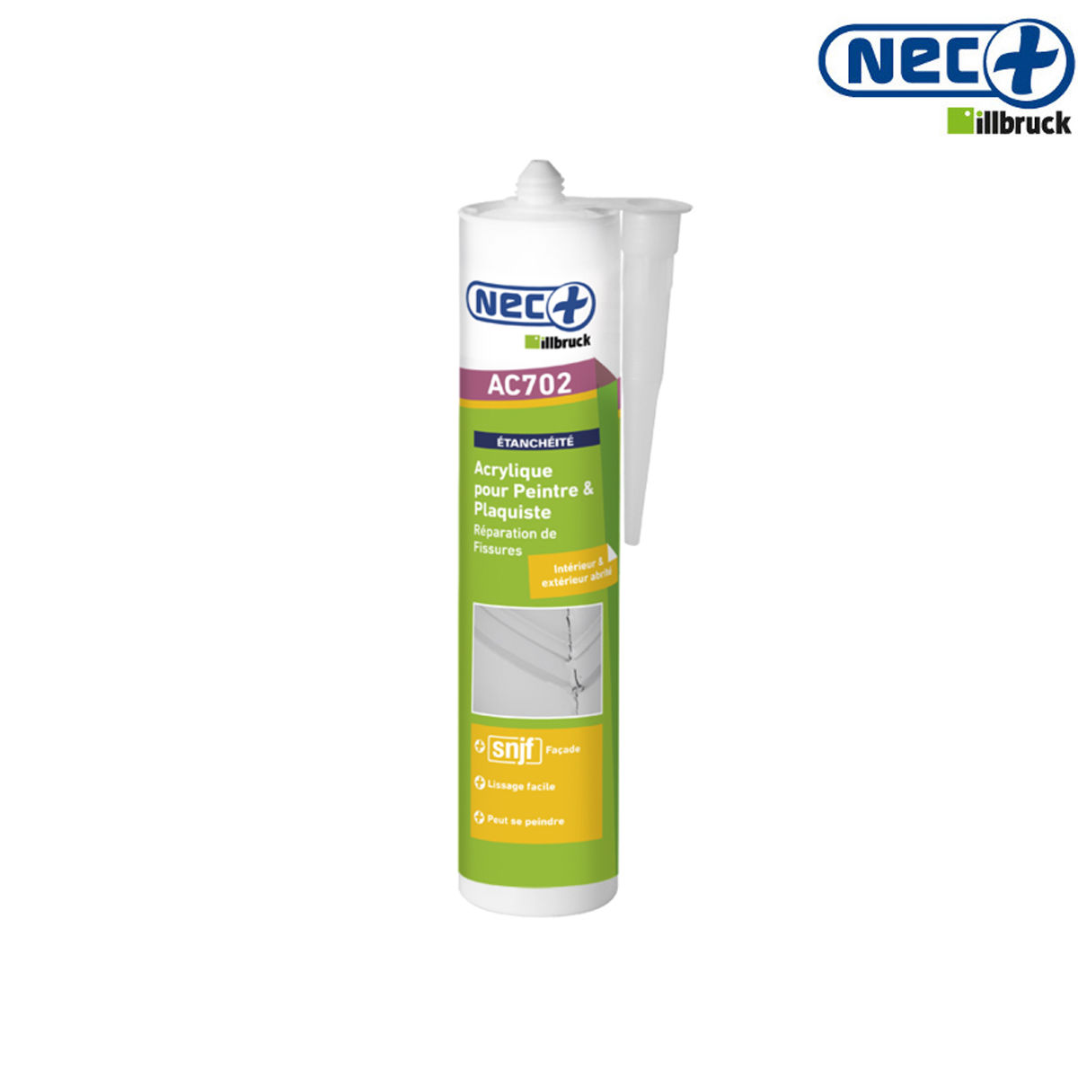 Mastic Maconnerie Acrylique - Nec+ - Blanc - 310 Ml - Flexible - Inodore - Resistant Uv