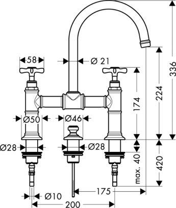 Hansgrohe Axor Montreux Mitigeur Lavabo 2 Poignees 16510000 Saillie 175mm Tirette Garniture De Vidange Chrome