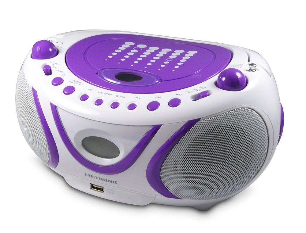 Metronic 477112 Radiolecteur Cdmp3 Portable Pop Purple Avec Port Usb Violet 