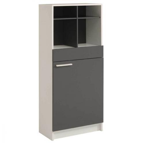 Demi colonne panier a linge anthracite et blanc