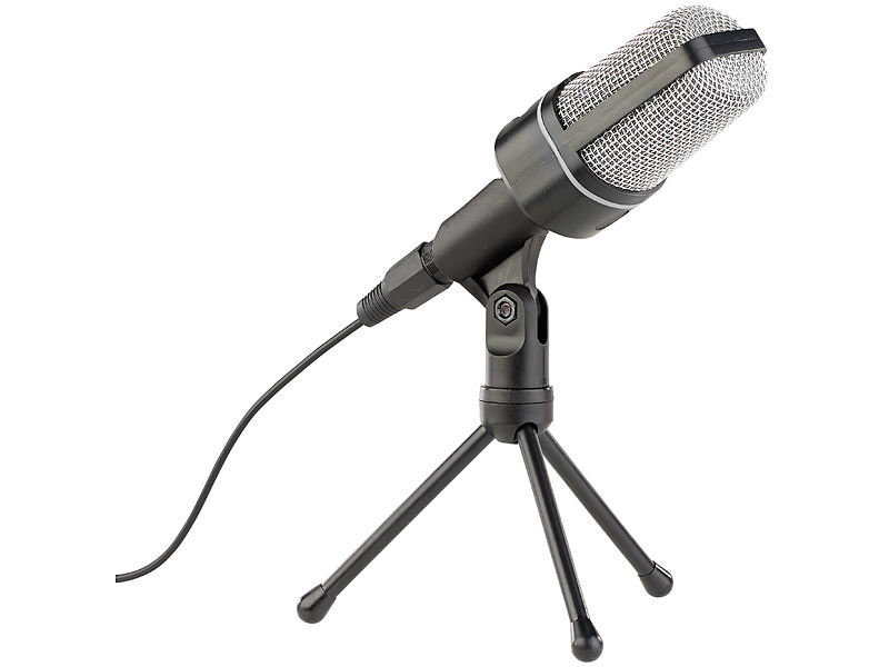 Microphone Studio Professionnel - Auvisio - Noir - Filaire - Jack 35 Mm - Trepied Inclus