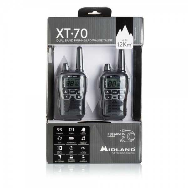 Midland Xt70 Portable Radio 2 Bandes Pmr-lpd 446 Mhz, 433 Mhz 93-channel (pack De 2)