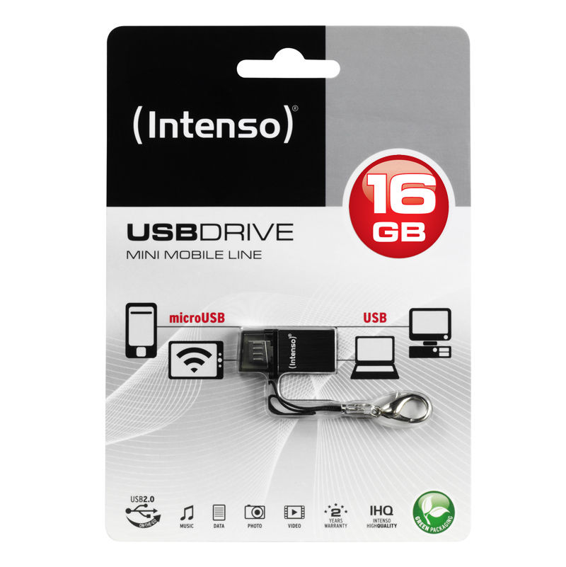  MINI NANO CLE OTG MICRO + USB 16GO INTENSO / 16 go pour PC SMARTPHONE TABLETTE