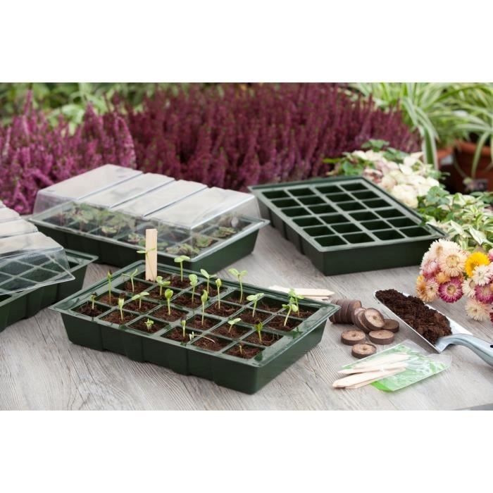 Mini Serre De Culture Nature Lot De 4 Terrines En Plastique Souple Plateaux 24 Alveoles H11x35x235 Cm