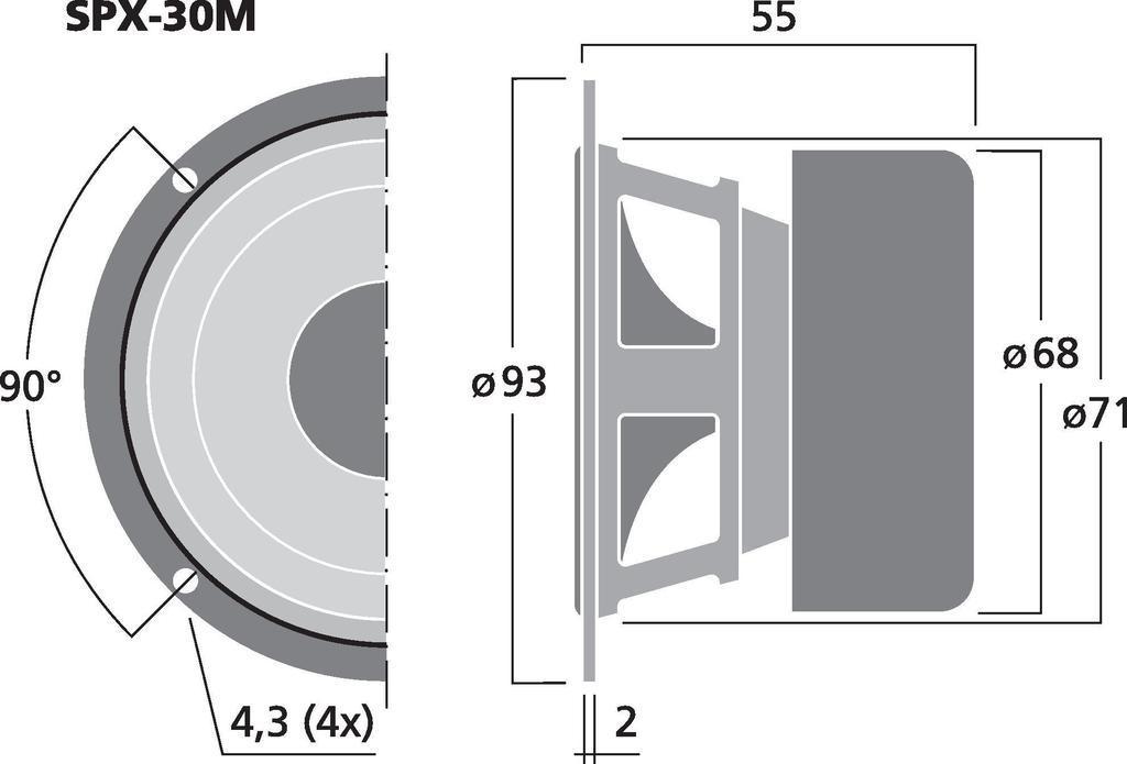 Monacor Spx-30m Haut-parleur Hi-fi Large Bande, 20 W, 8 O - Haut-parleurs Large Bande Hi-fi