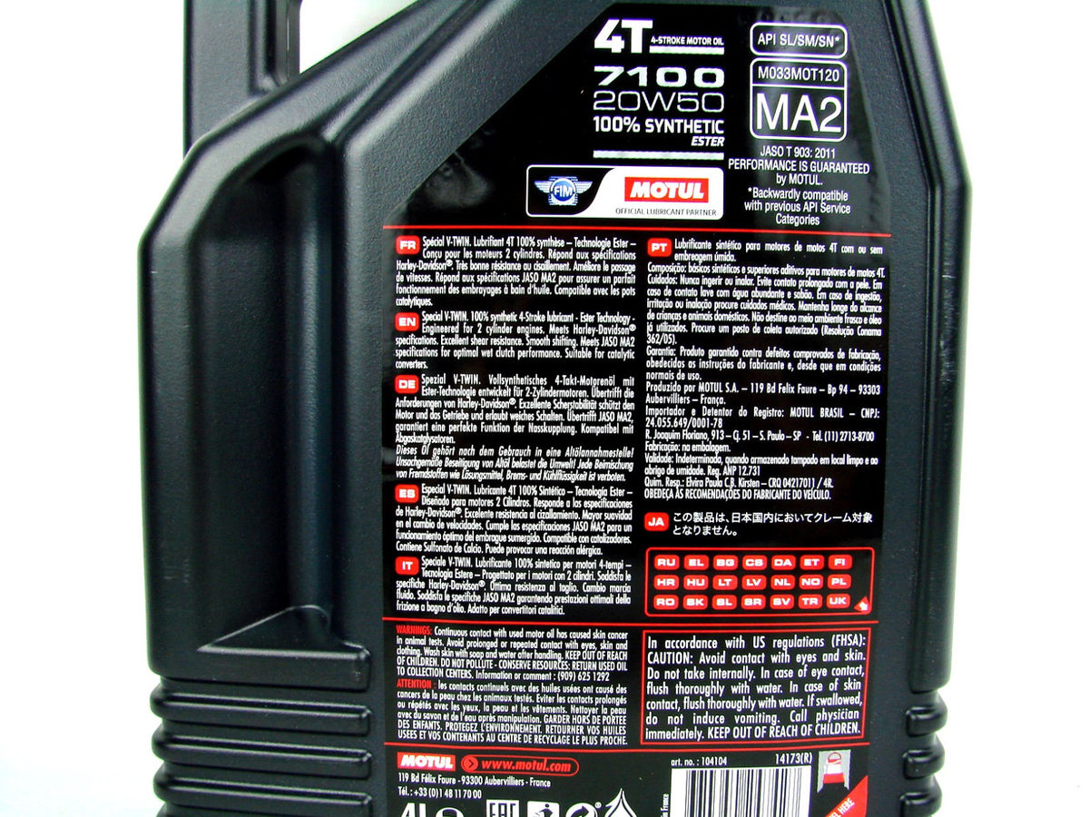 Bidon Dhuile Pour Moto Scooter Deux Roues Motul 7100 20w50 Moteur 4t En 4l