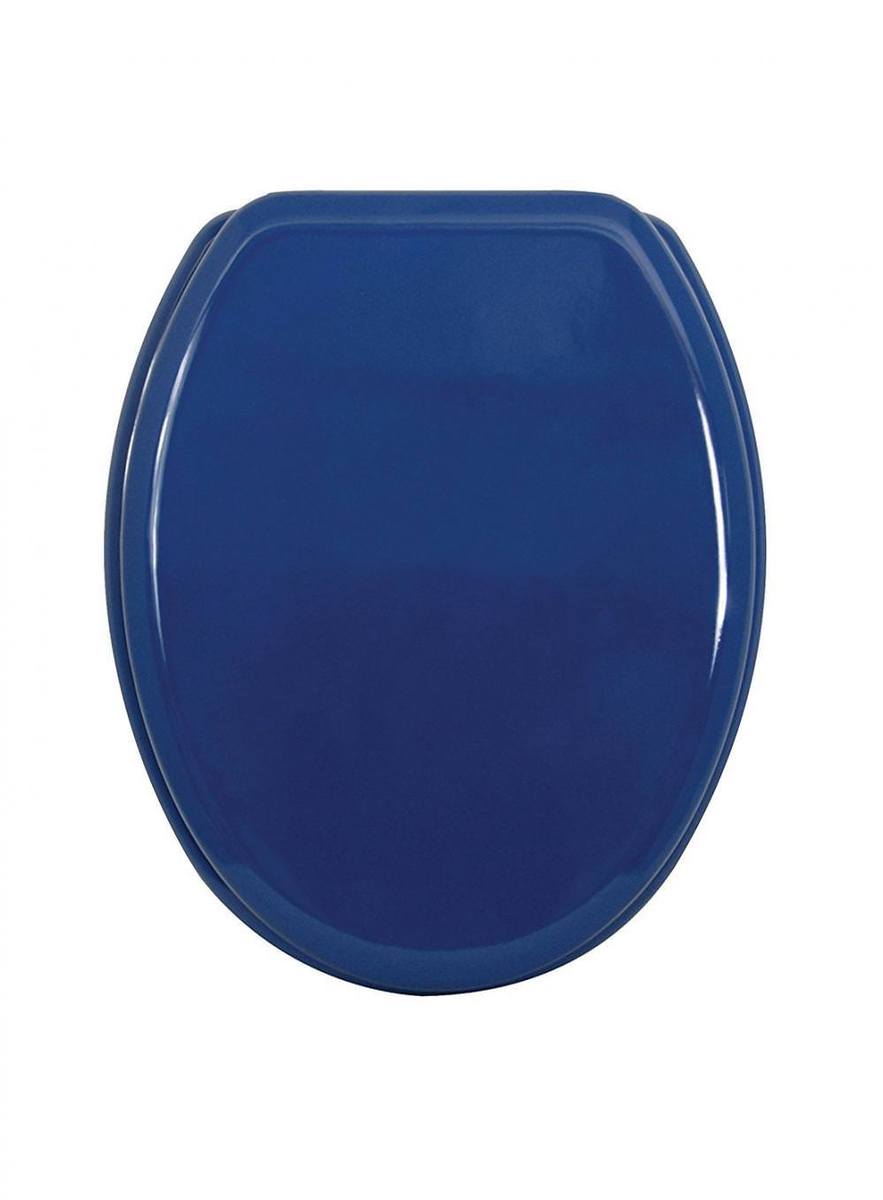MSV 140015, Siege de bain avec charnieres en acier inoxydable, bleu fonce, 43,5 