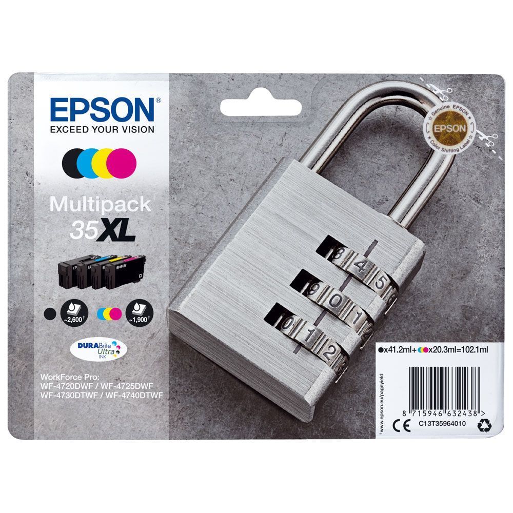 Epson D39origine Epson Workforce Pro Wf 4720 Series Cartouche D39encre 35xl C 13 T 35964010 Multicolor Multipack Pack De 4 Contenu 412ml 3x203ml