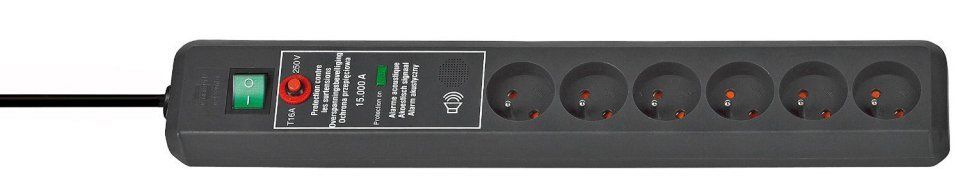 Brennenstuhl Bloc Multiprise Parasurtenseur Secure-tec Socle 6 Prises 3m 15000a Signal Sonore