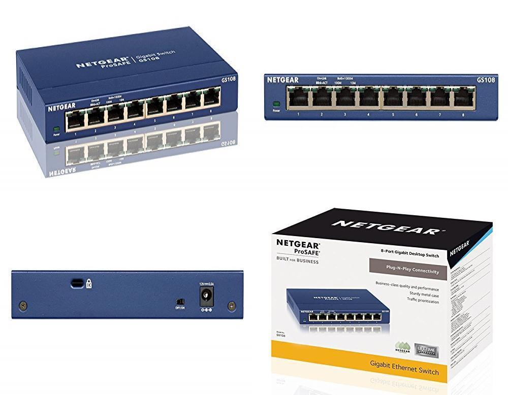 Netgear Gs108ge Switch Metal 8 Ports Non Manageables Prosafe