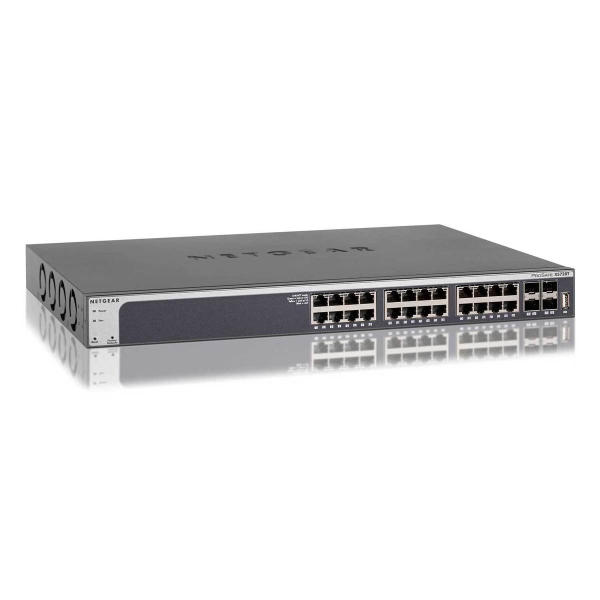 Smart Switch 10gigabit Prosafe Xs728t Switch D'agregation Economique Pour Le Coeur De Reseau Ou Pour Les Baies De Serveurs Et Stockage Switch 24 Ports 10gigabit Rj45 (100/1000/10000 Gbps) + 4 Ports Sfp+ Giga Ou 10 Giga Administration Web De Niveau 2+