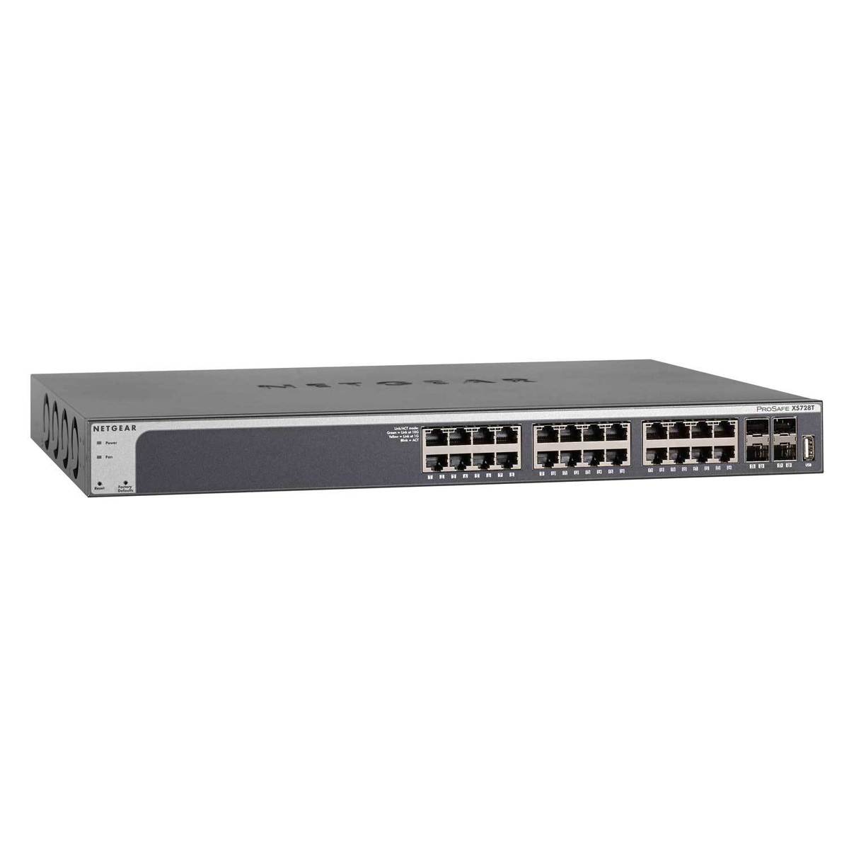 Smart Switch 10gigabit Prosafe Xs728t Switch D'agregation Economique Pour Le Coeur De Reseau Ou Pour Les Baies De Serveurs Et Stockage Switch 24 Ports 10gigabit Rj45 (100/1000/10000 Gbps) + 4 Ports Sfp+ Giga Ou 10 Giga Administration Web De Niveau 2+