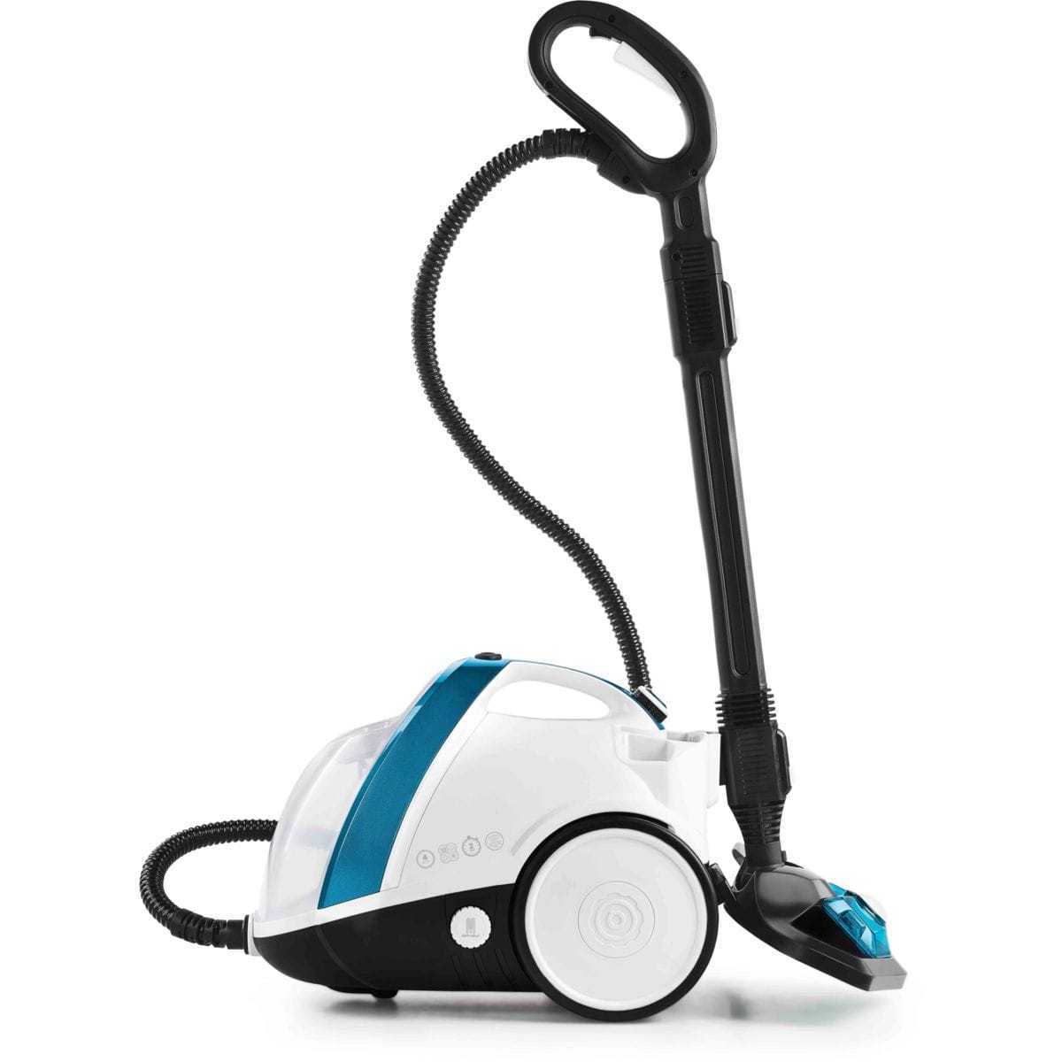 Polti Vaporetto Smart 100_b, Cylinder Steam Cleaner, Buttons, Stainless Steel, Blue,white, 1500 W, Glass,hard Floor,laminate,tiles