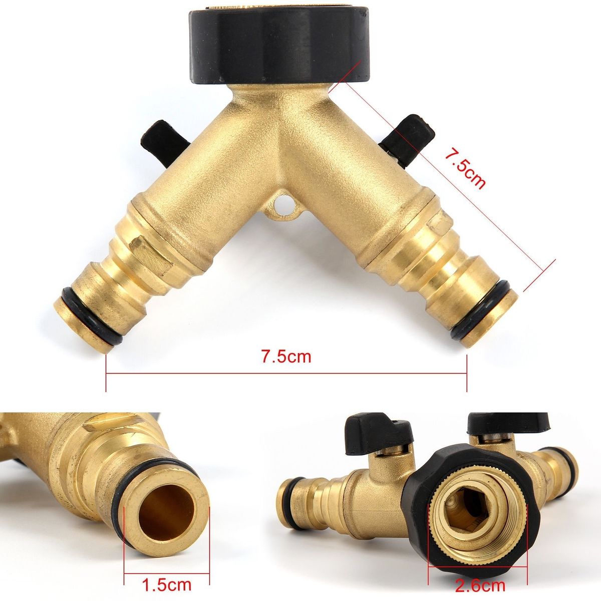 Raccord Robinet Double Fishtec Laiton & Aluminium A 2 Sorties Avec Vannes (filetage 20/27)