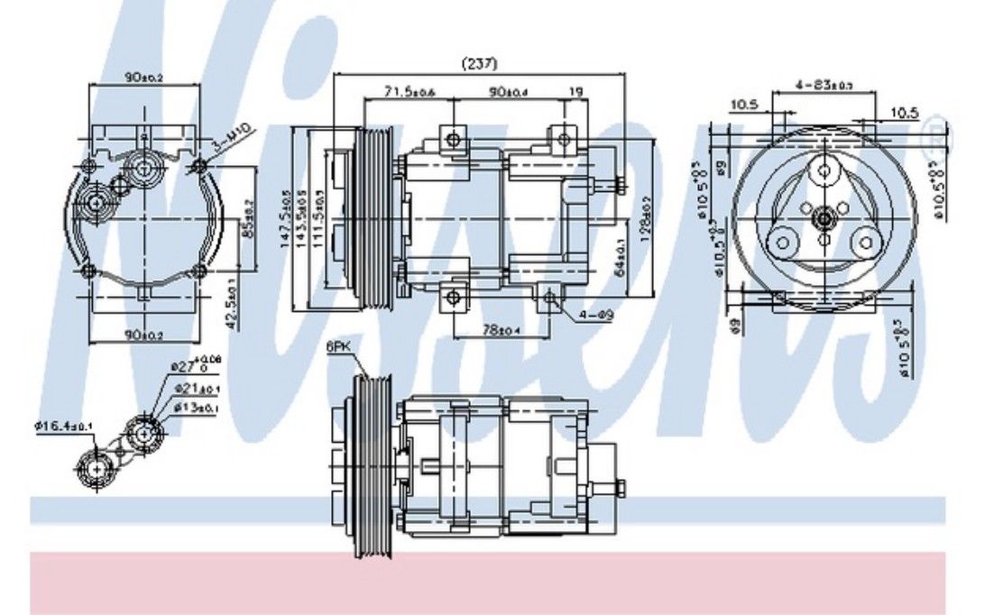 NISSENS Compresseur de climatisation 12V Pour FORD TRANSIT 89251