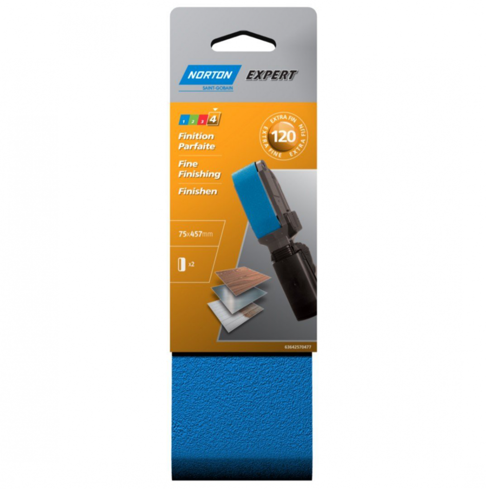 Norton Lot de 2 Bandes expert 75 x 457 Grain 120