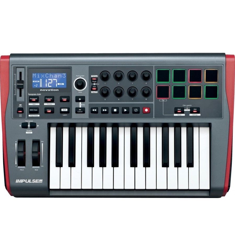 Clavier Maître Usb - Novation - Impulse 25 - 25 Touches - Contrôle Total Daw - Drum Pads Retro-eclaires