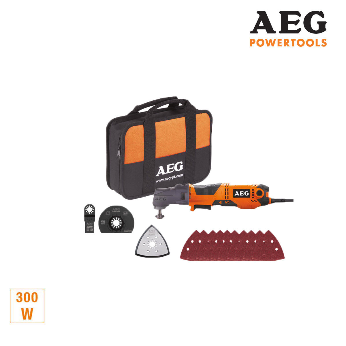 Aeg Multitool Omnipro 300w Tete Multifonction 20000 Oscmin Variateur De Vitesse Compatible Toutes Tetes En Sac Omni300kit1
