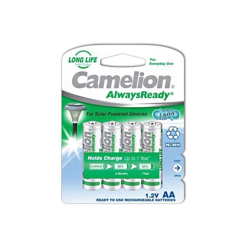 Camelion Pack de 4 piles rechargeables Camelion AlwaysReady Mignon AA 600mA