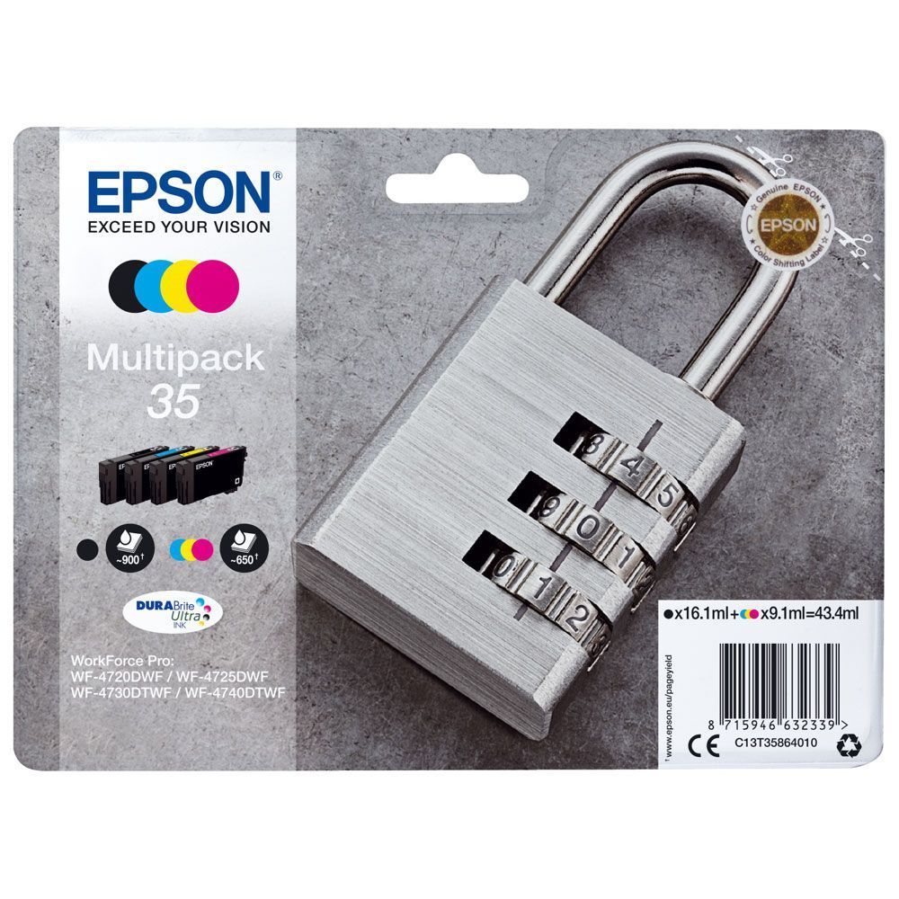 Epson D39origine Epson Workforce Pro Wf 4700 Series Cartouche D39encre 35 C 13 T 35864010 Multicolor Multipack Pack De 4 Contenu 161ml 3x91ml