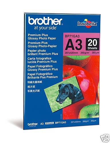 Brother Papier Photo Innobella Premium Plus Bp71ga3 Brillant A3 297 X 420 Mm 260 Gma² 20 Feuilles