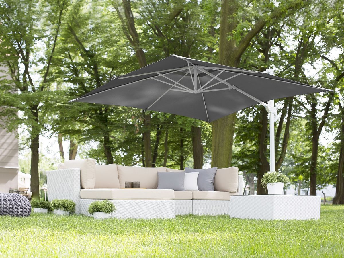 Parasol De Jardin 25 M Gris Fonce Et Blanc Monza