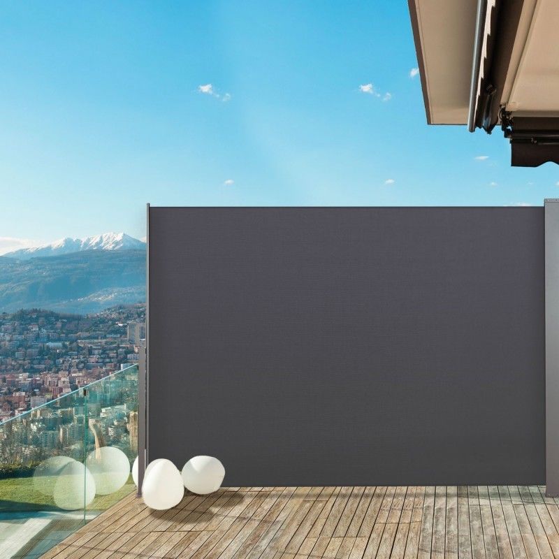 Id Market - Paravent Exterieur Retractable 300x180cm Gris Anthracite Store Vertical