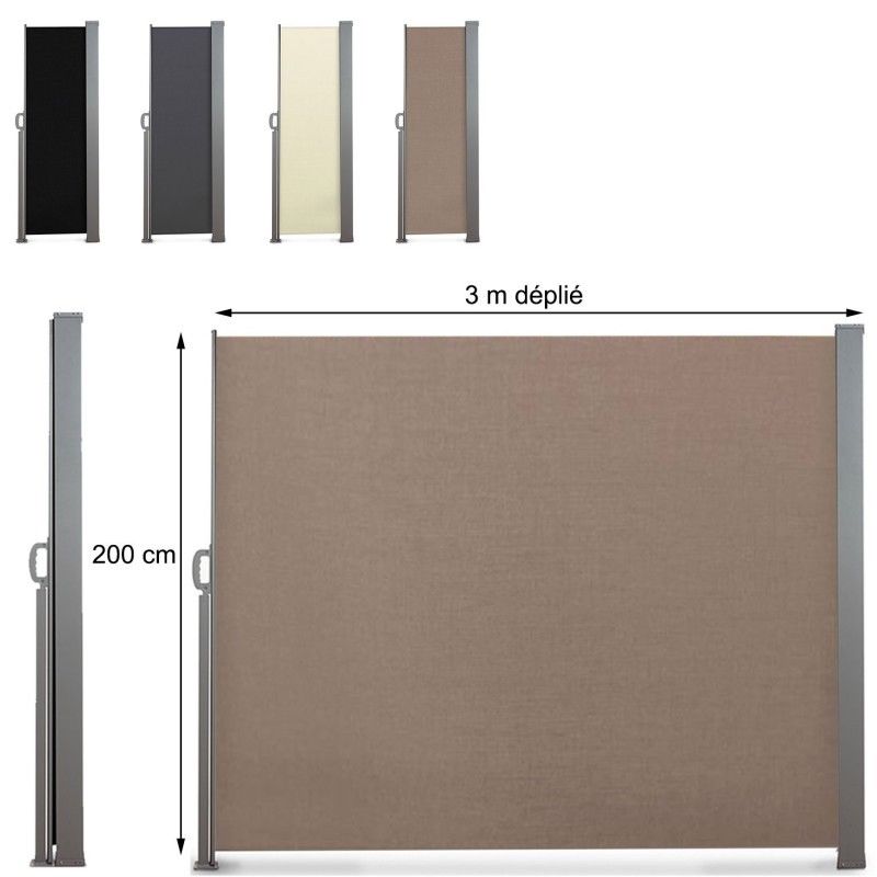 Paravent Retractable 300 X 200 Cm Store Taupe Lateral Enroulable