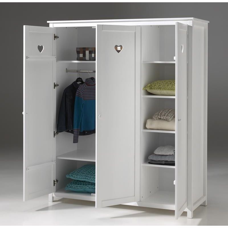 Armoire Adora blanc laque a 3 portes 159 cm