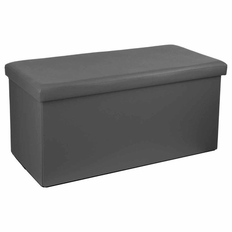 Pouf Pliant Double Pvc - Atmosphera - Industriel - Loft - Gris - 2 Places - Bois Et Pvc - Plastique - Resine