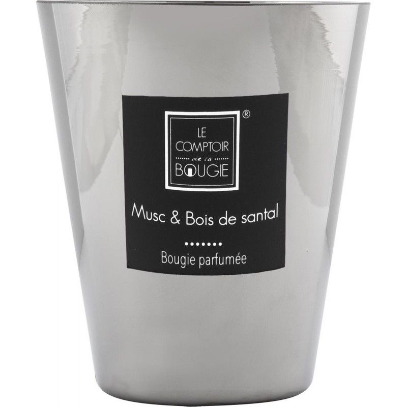 Bougie Parfumee Pot Metallise Ø 13,5 Cm - Musc Et Bois De Santal - Atmosphera