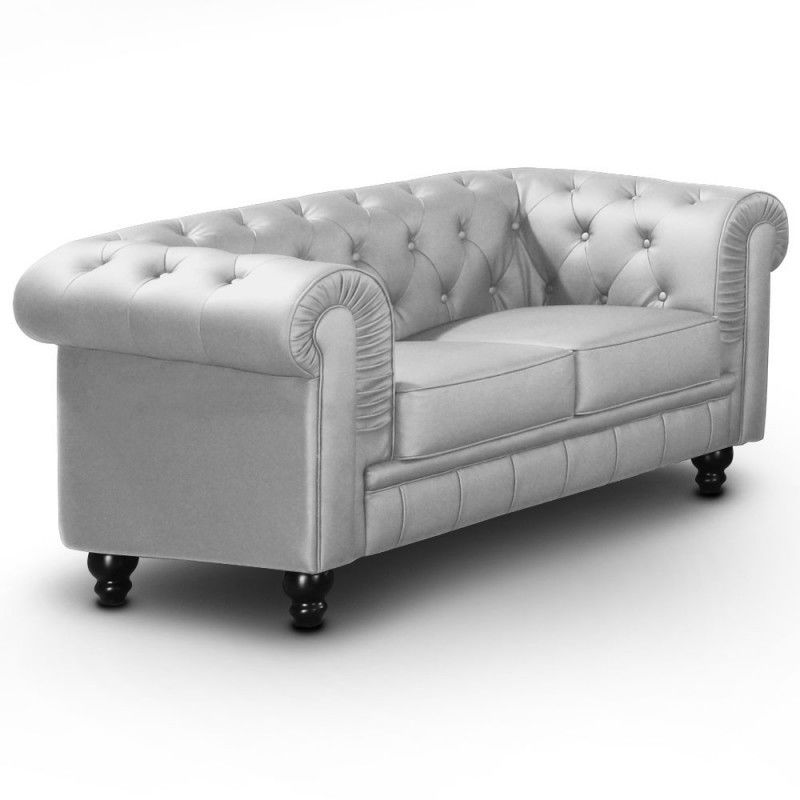 Canape Chesterfield 2 Places Regency Argent