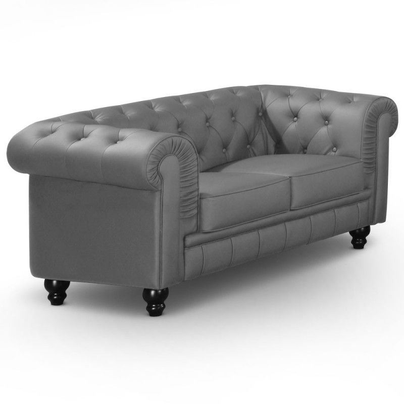 Canape 2 places Chesterfield Gris