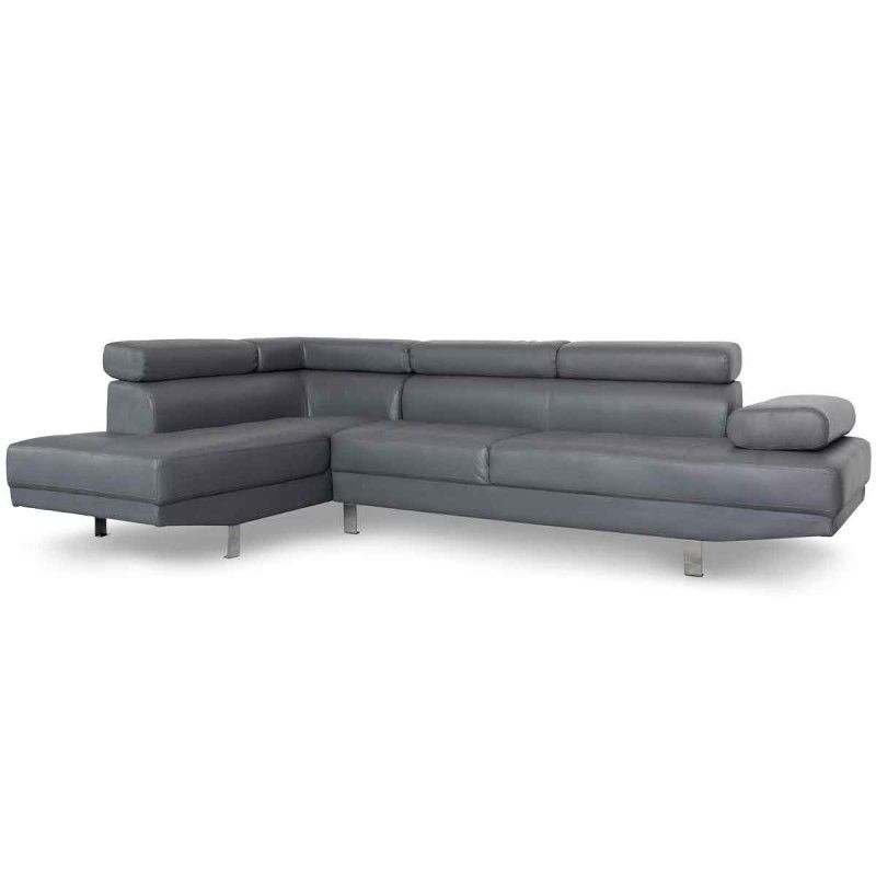 Canape D'angle Avec Tetieres Relevables Alfa Gris