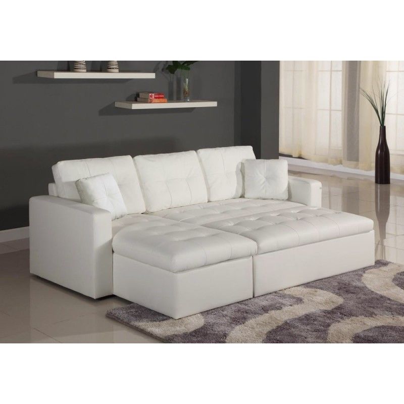 Menzzo Canape Dangle Convertible Toledo Blanc L220 X P146 X H88cmsurface De Couchage 115 X 1935 Cm